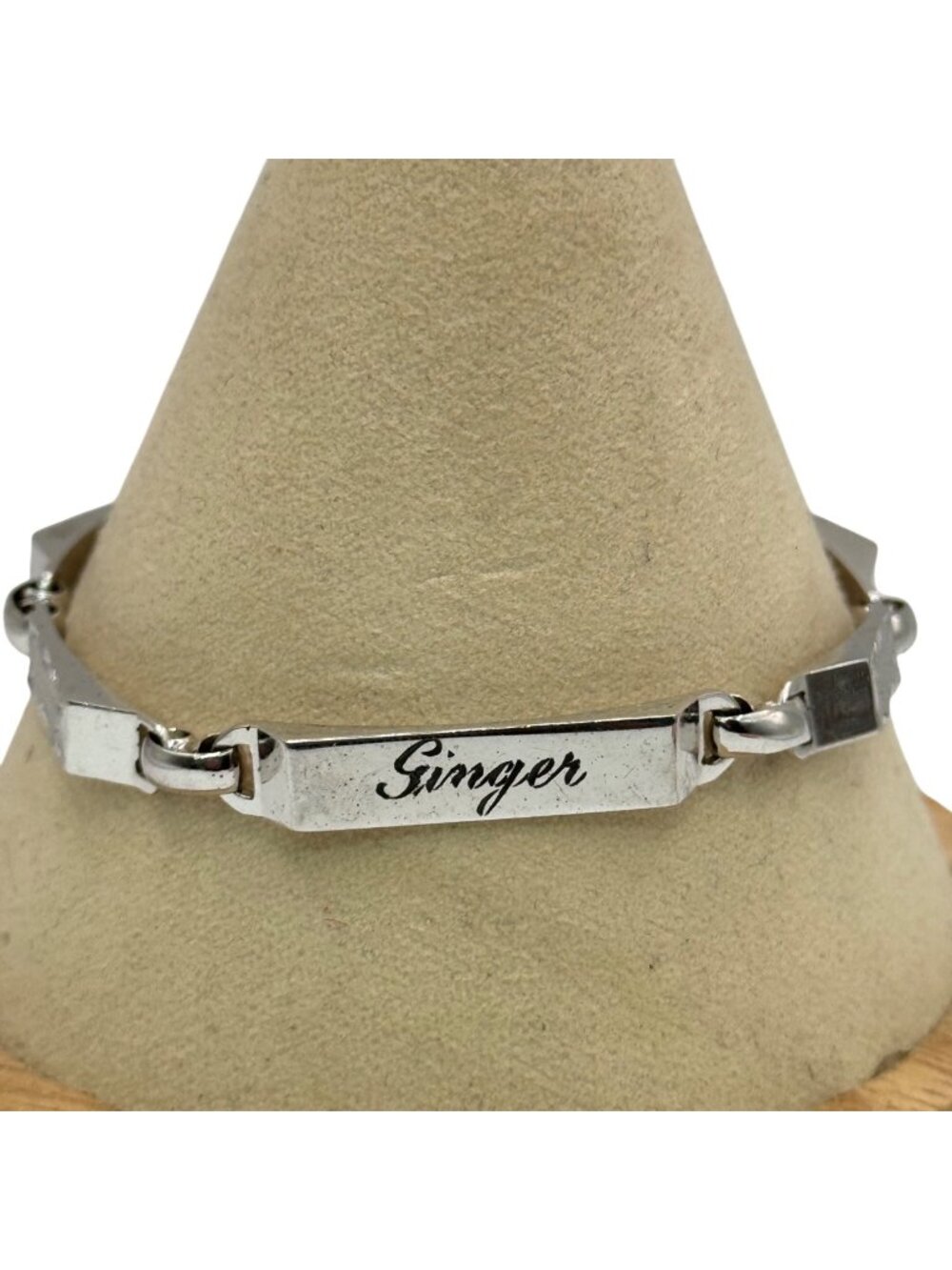Vintage Sterling Silver Monogrammed Ginger Bracelet Engraved Name Plate 17.14g